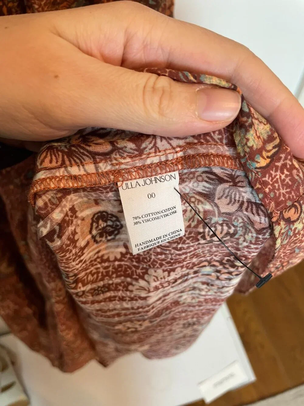 ULLA JOHNSON Cordelia Rosebud Floral Smocked Boho Midi Dress \\ 00 (XS) - Picture 8 of 11